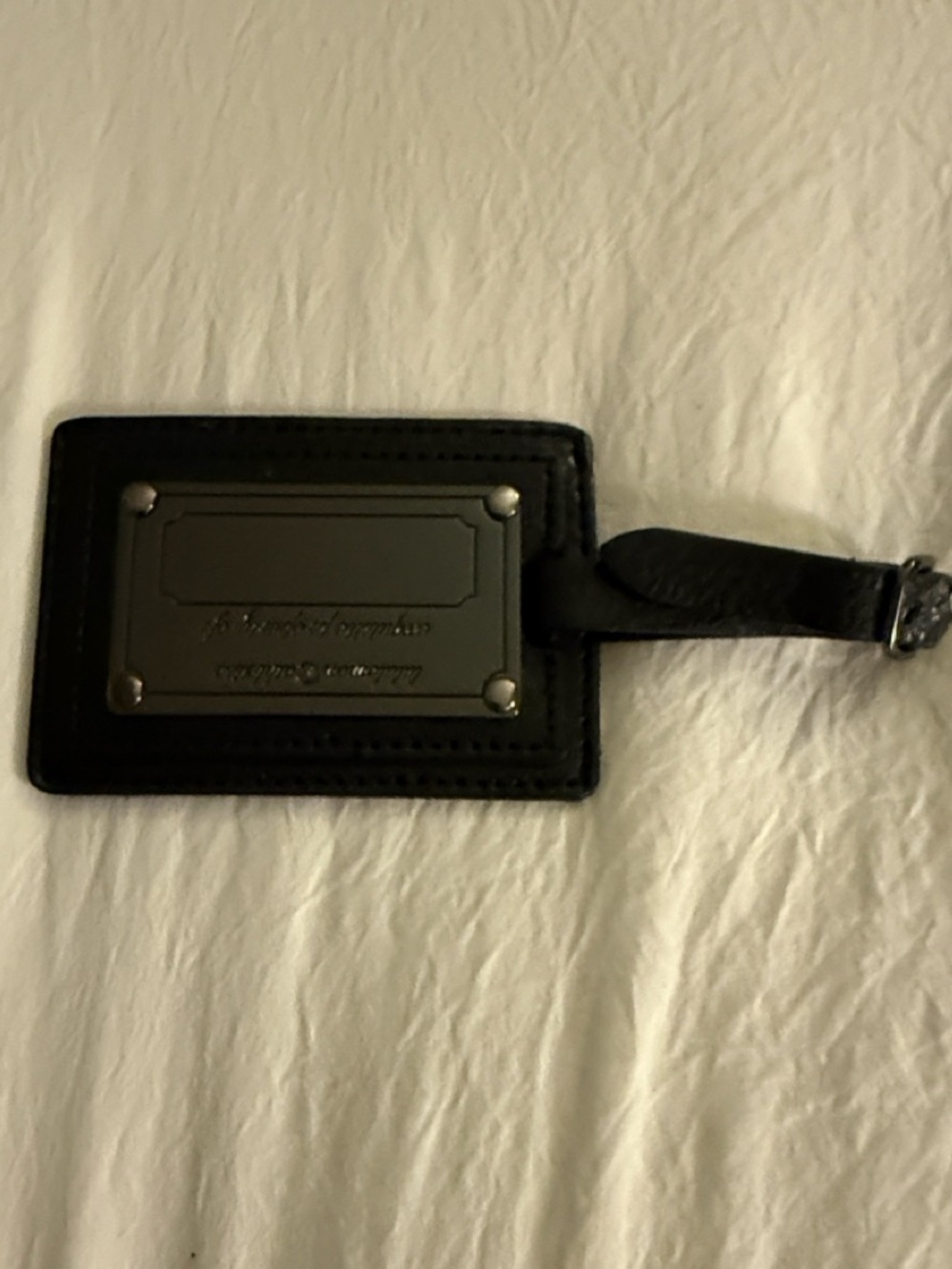 Lululemon Black Luggage Tag with Metal Plate on Front
